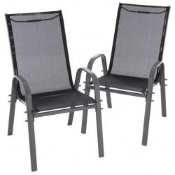 Sada zahradních stohovatelných židlí, černá, 2 ks