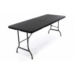 Skládací zahradní stůl v ratanovém designu. 180x75 cm, černý