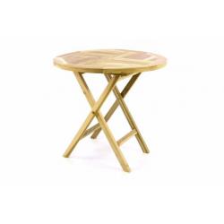 Zahradní stůl sklopný DIVERO  z teakového dřeva -  Ø 80 cm